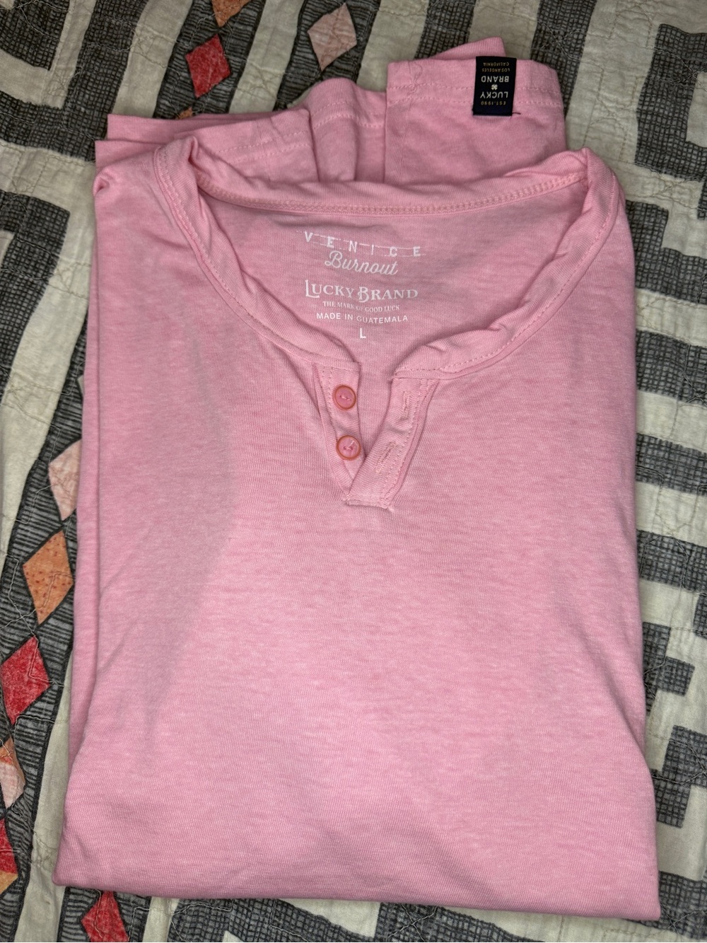 Lucky Brand Light Pink Henley Top